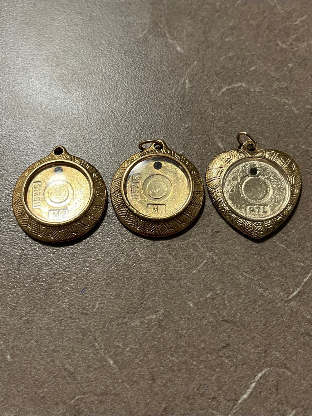Vintage Gold-Tone Photo Frame  Pendants (Set of 3)